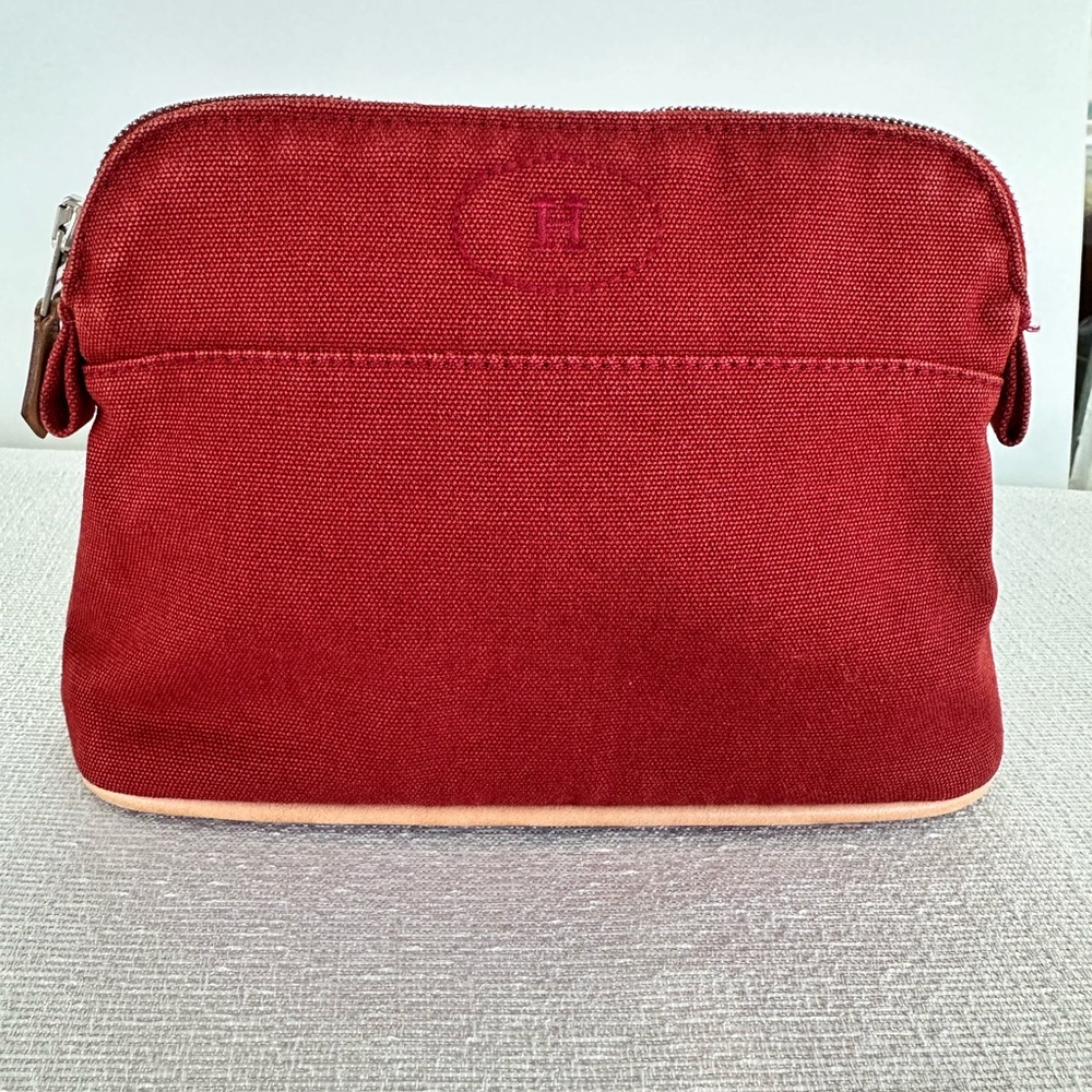 Hermes Bolide Pouch MM red canvas. Can fit an IPhone 14 Pro Max and a lot more